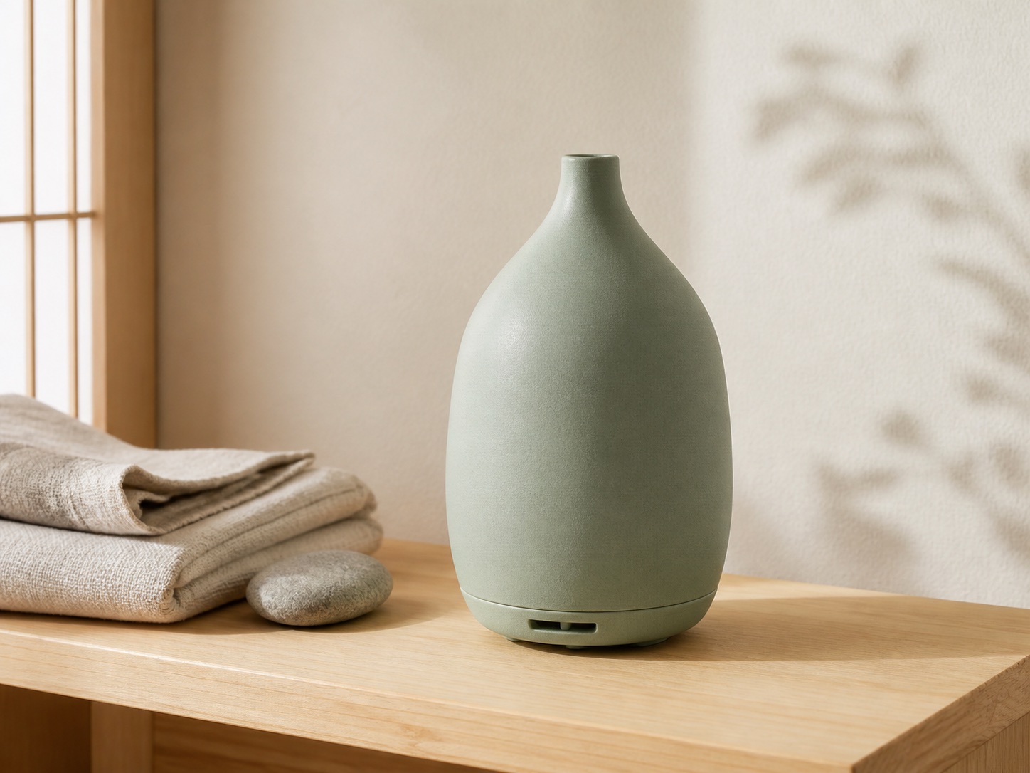 Lifestyle example showing a ceramic diffuser in a Japanese home